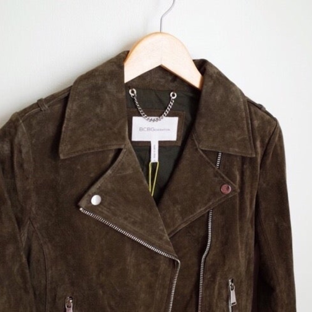 BGBC Leather Biker Jacket Heather Green - Picture 4 of 8